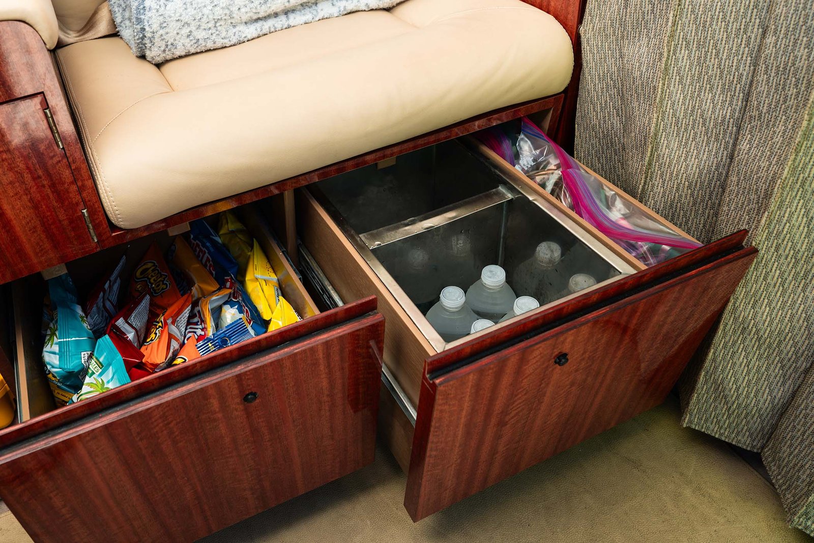 King Air 90 snack and beverage drawers